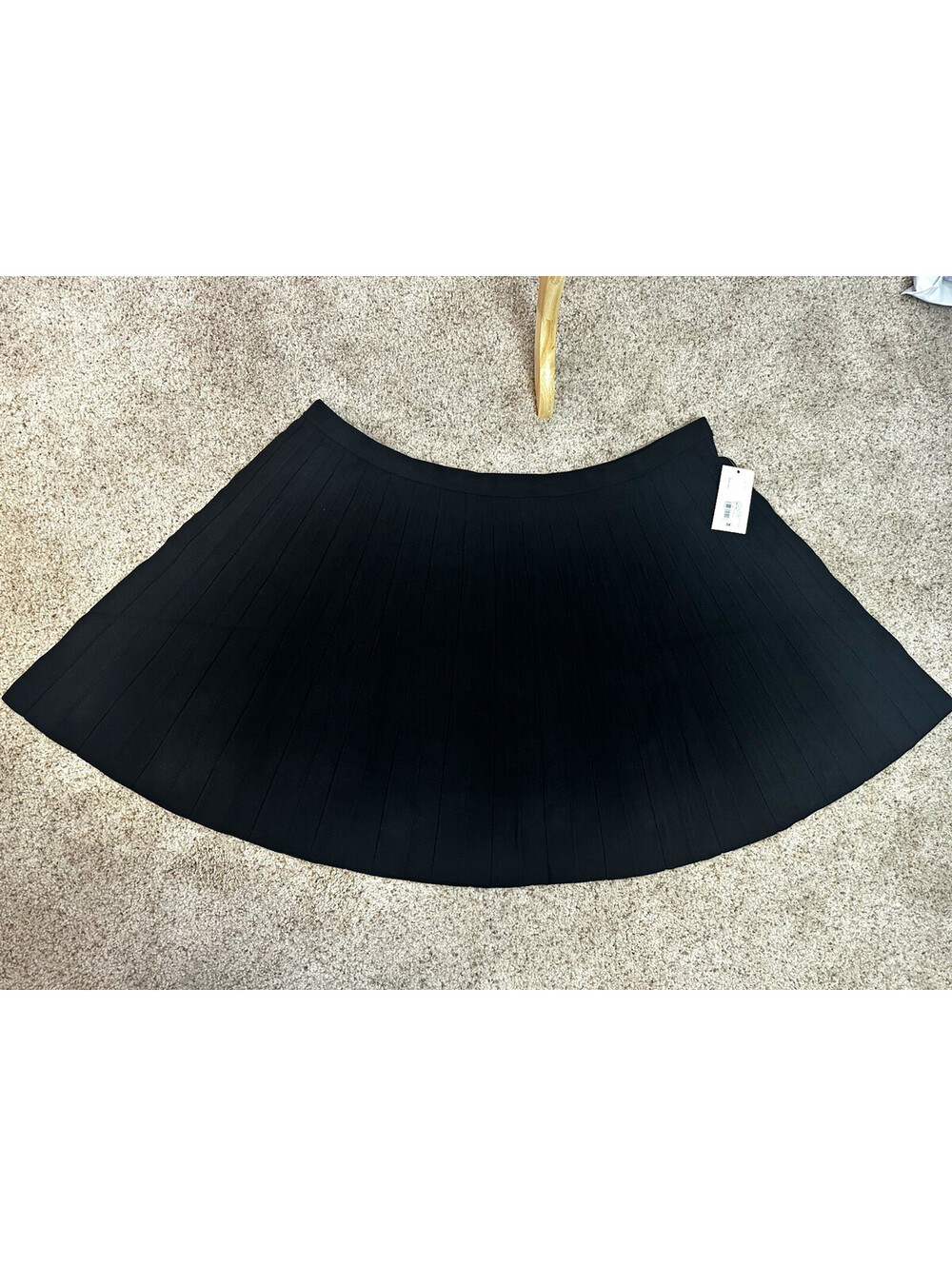 A New Day Women’s Solid Black Knit Pleated Elastic Waist Pull-On Midi Skirt 3 XL